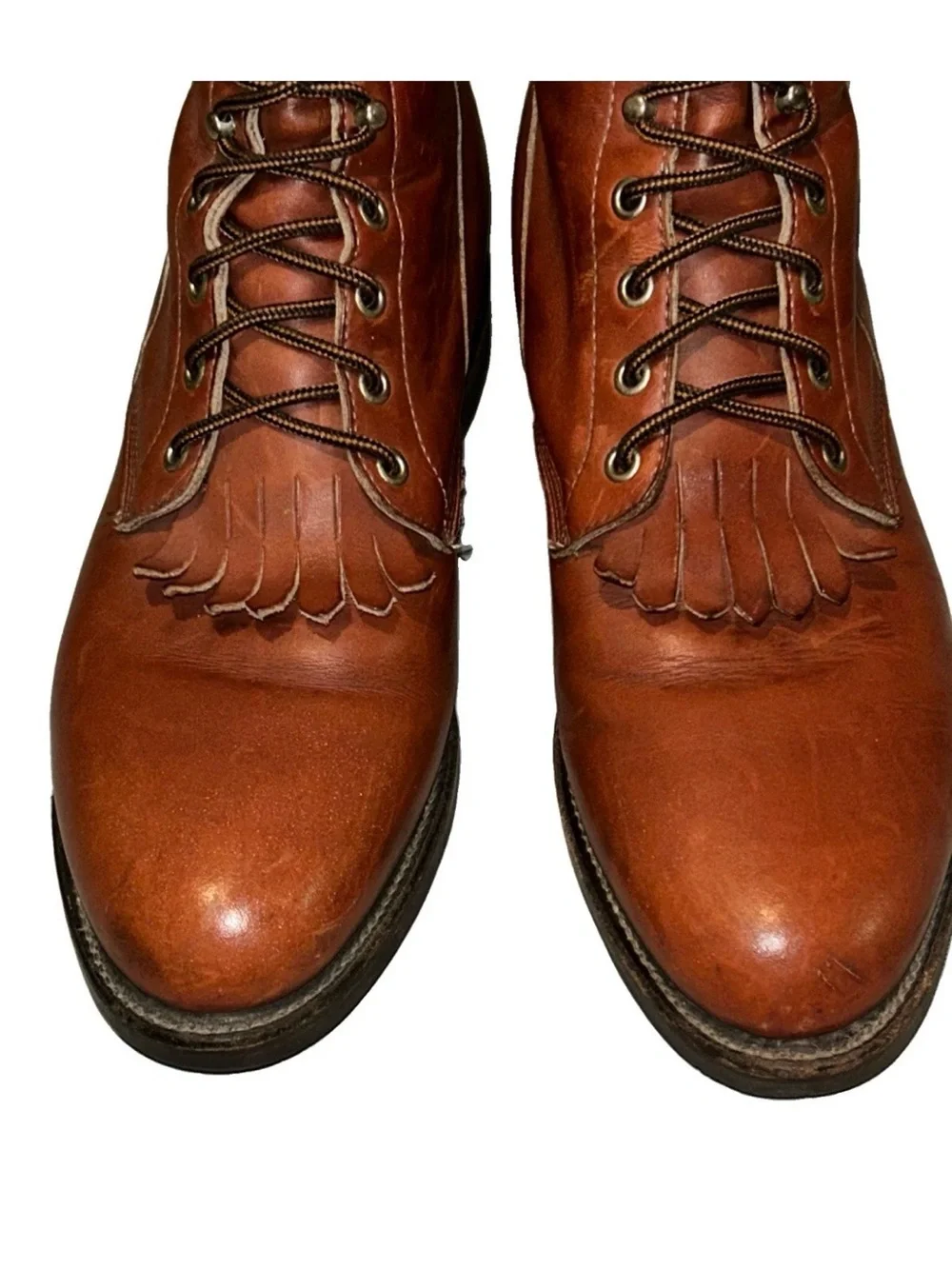 Vintage Justin Kiltie Roper Boots All Leather Brown Size 11 D